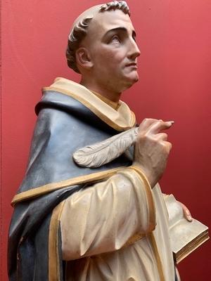 St. Dominic Statue style Romanesque en Terra-Cotta polychrome, France 19th century ( anno 1865 )