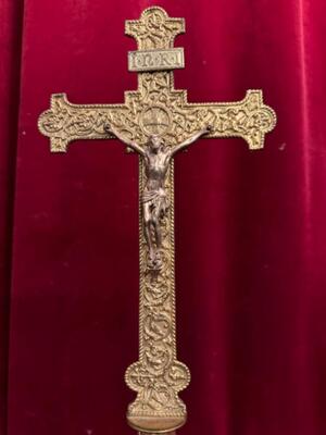 Altar - Cross style Romanesque - Style en Bronze Gilt, Belgium  19 th century ( Anno 1875 )