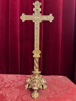 Altar - Cross style Romanesque - Style en Bronze / Polished and Varnished, France 19 th century ( Anno 1885 )
