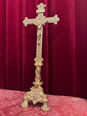Altar - Cross style Romanesque - Style en Bronze / Polished and Varnished, France 19 th century ( Anno 1885 )