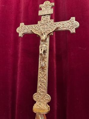 Altar - Cross style Romanesque - Style en Bronze / Polished and Varnished, France 19 th century ( Anno 1885 )
