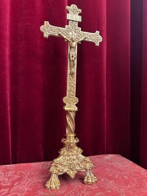 Altar - Cross style Romanesque - Style en Bronze / Polished and Varnished, France 19 th century ( Anno 1885 )