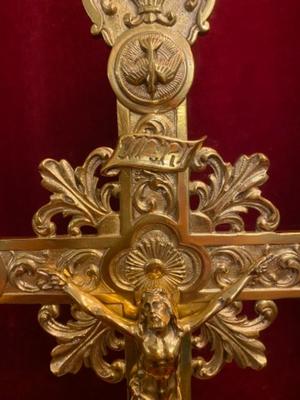 Altar - Cross style Romanesque - Style en Brass / Polished / New Varnished, France 19th century ( anno 1890 )