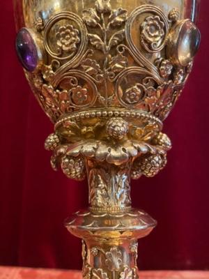 Chalice style Romanesque - Style en Full - Silver Stones, Belgium 19 th century ( Anno 1840 )