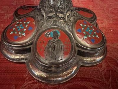 Ciborium style Romanesque - Style en Full - Silver / Enamel / Stones, France 19 th century ( Anno 1835 )