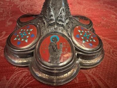 Ciborium style Romanesque - Style en Full - Silver / Enamel / Stones, France 19 th century ( Anno 1835 )