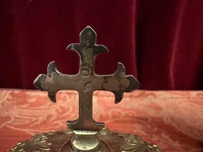 Ciborium  style Romanesque - Style en Full - Silver / Enamel / Silver Marks Present, France  19 th century ( Anno 1840 )