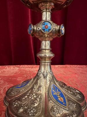 Ciborium  style Romanesque - Style en Full - Silver / Enamel / Silver Marks Present, France  19 th century ( Anno 1840 )