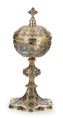 Ciborium style Romanesque - Style en Silver / Enamel, Paris France 19 th century