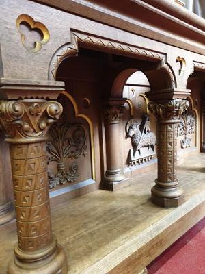 Exceptional Altar  style Romanesque - Style en Oak wood, France 20 th century ( Anno 1930 )