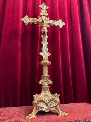 Exceptional Altar -Cross style Romanesque - Style en Bronze / Polished and Varnished, France 19 th century ( Anno 1875 )