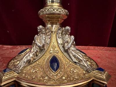 Exceptional Chalice  style Romanesque - Style en Fully Silver / Enamel / Stones, Belgium  19 th century ( Anno 1865 )