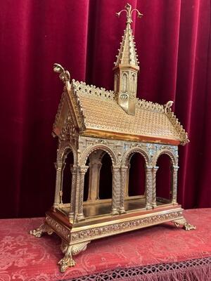 Exceptional Large Reliquary style Romanesque - Style en Bronze / Polished and Varnished, France 19 th century ( Anno 1865 )