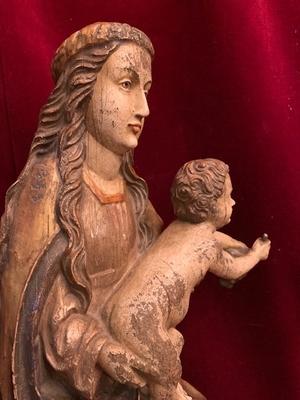 Madonna & Child style ROMANESQUE - STYLE en wood polychrome, Southern Germany 18 th century