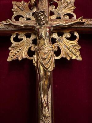 Processional Cross style Romanesque - Style en Bronze Gilt / Stones, Belgium  19 th century ( Anno 1865 )