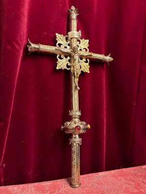 Processional Cross style Romanesque - Style en Bronze Gilt / Stones, Belgium  19 th century ( Anno 1865 )