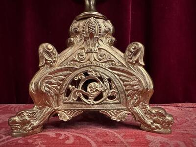 Reliquary - Relic Ex Ossibus St. Ennemond ) St. Annemundus ) Bishop & Martyr Of Lyon style Romanesque - Style en Bronze - Gilt / Glass / Originally Sealed, Lyon - France 19 th century ( Anno 1865 )