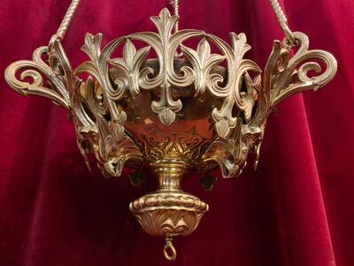 Sanctuary Lamp style Romanesque - Style en Bronze / Polished and Varnished, France 19 th century ( Anno 1865 )