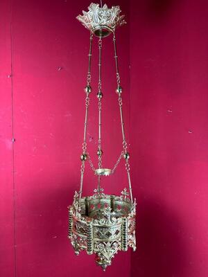 Sanctuary Lamp style Romanesque - Style en Bronze / Polished and Varnished, France 19 th century ( Anno 1875 )