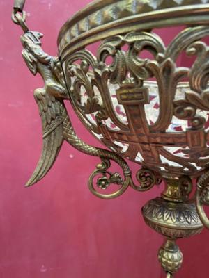 Sanctuary Lamp style Romanesque - Style en Brass / Bronze / Gilt, France 19 th century ( Anno 1890 )