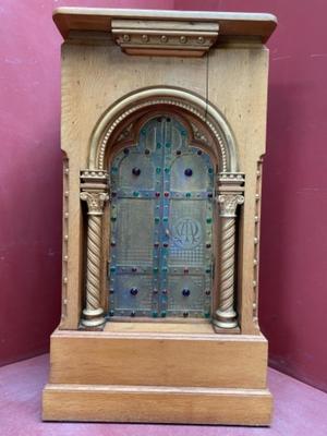 Tabernacle style Romanesque - Style en Oak wood / Brass / Bronze / Stones, Belgium 19 th century