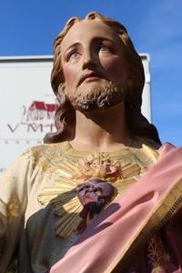 Sacred Heart en Terra-Cotta polychrome, FRANCE 19th century