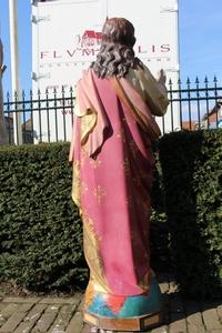 Sacred Heart en Terra-Cotta polychrome, FRANCE 19th century