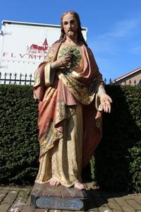 Sacred Heart en plaster polychrome, France 19th century