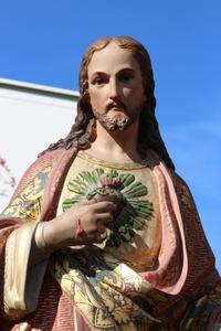 Sacred Heart en plaster polychrome, France 19th century