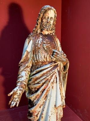 Sacred Heart Cast Iron Statue  en Iron, France 19th century