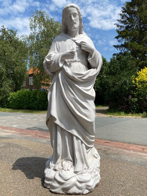 Sacred Heart Statue Suitable For Outdoor en Cast - Iron, France 19 th century