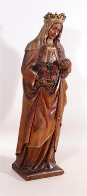 Sculpture  St. Elisabeth Of Hungary  en Hand - Carved Wood , Netherlands  20 th century ( Anno 1920 )