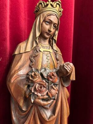 Sculpture  St. Elisabeth Of Hungary  en Hand - Carved Wood , Netherlands  20 th century ( Anno 1920 )