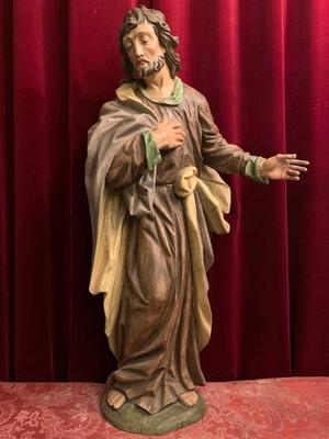 Sculpture St. Joseph en hand-carved wood polychrome, Southern Germany 20th century