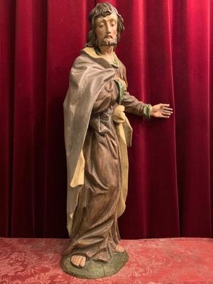 Sculpture St. Joseph en hand-carved wood polychrome, Southern Germany 20th century