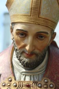 St. Alphonsus Statue Perfect Condition Weight 51 Kgs. en Terra-Cotta polychrome, Belgium 19th century