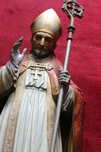 St. Alphonsus Statue Perfect Condition Weight 51 Kgs. en Terra-Cotta polychrome, Belgium 19th century