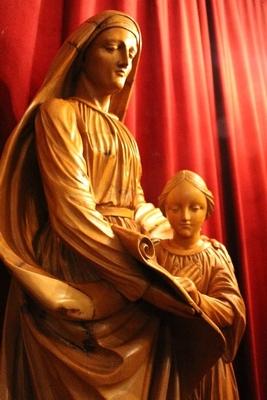 St. Anne Statue en hand-carved wood , Dutch 19th century ( anno 1835 )