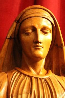 St. Anne Statue en hand-carved wood , Dutch 19th century ( anno 1835 )