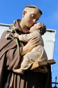 St. Anthony en Terra-Cotta polychrome, France 19th century