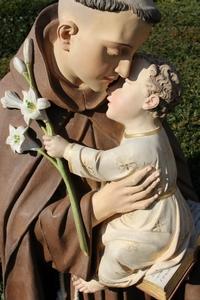 St. Anthony en Terra-Cotta polychrome, France 19th century