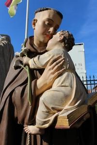 St. Anthony en Terra-Cotta polychrome, France 19th century