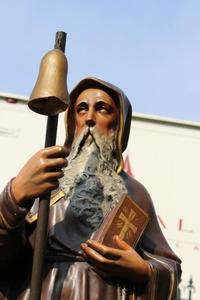 St. Anthony Abbot /  Heremit  en plaster polychrome, Dutch 19th century