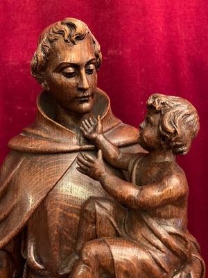 St. Anthony Of Padua Statue en Hand - Carved Wood Oak, Dutch 19th century ( anno 1875 )