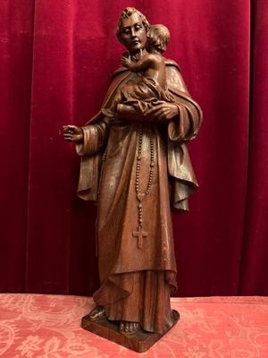 St. Anthony Of Padua Statue en Hand - Carved Wood Oak, Dutch 19th century ( anno 1875 )