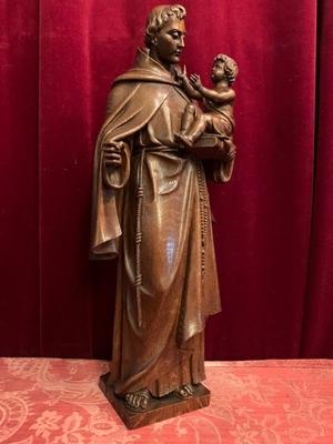 St. Anthony Of Padua Statue en Hand - Carved Wood Oak, Dutch 19th century ( anno 1875 )