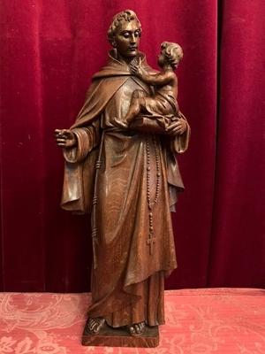 St. Anthony Of Padua Statue en Hand - Carved Wood Oak, Dutch 19th century ( anno 1875 )