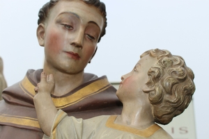 St. Antonius en Terra-Cotta polychrome, France 19th century