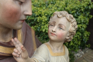 St. Antonius en Terra-Cotta polychrome, France 19th century