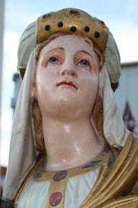 St. Barbara Statue  en PLASTER POLYCHROME, Belgium 19th century